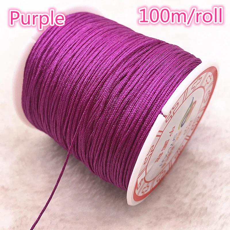 purple 100 м/рулон 0,8 мм нейлоновый шнур, китайский узел, шнур макраме, браслет, плетеный шнур, сделай сам, кисточки вышивка бисером, Шамбала, нить - Цвет: purple