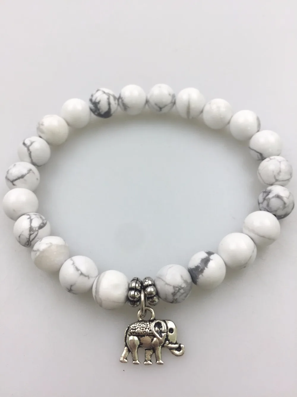 Модные браслеты 8 мм белый браслет Howlite белые бусины бриллианты для браслета мини