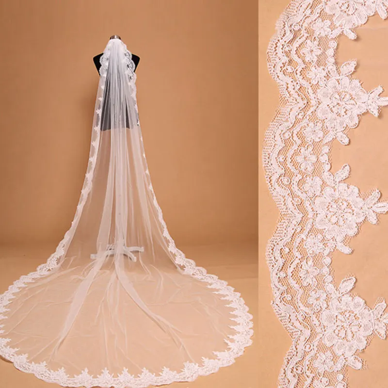 Французская кружевная Фата с аппликацией 4 м|mantilla veil|bridal mantilla veilveil with comb |