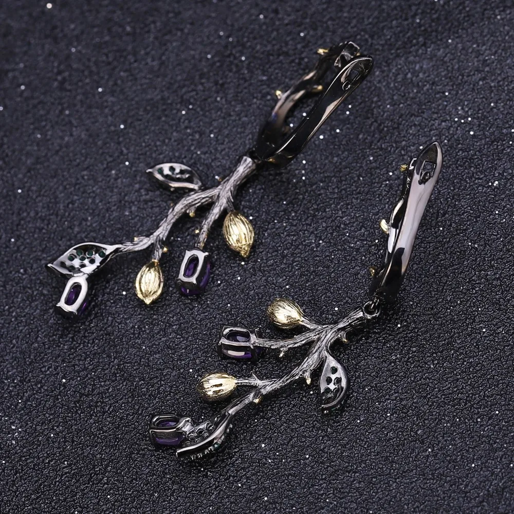 Женские серьги-подвески GEM'S BALLET 1.00Ct натуральный аметист ювелирное изделие из