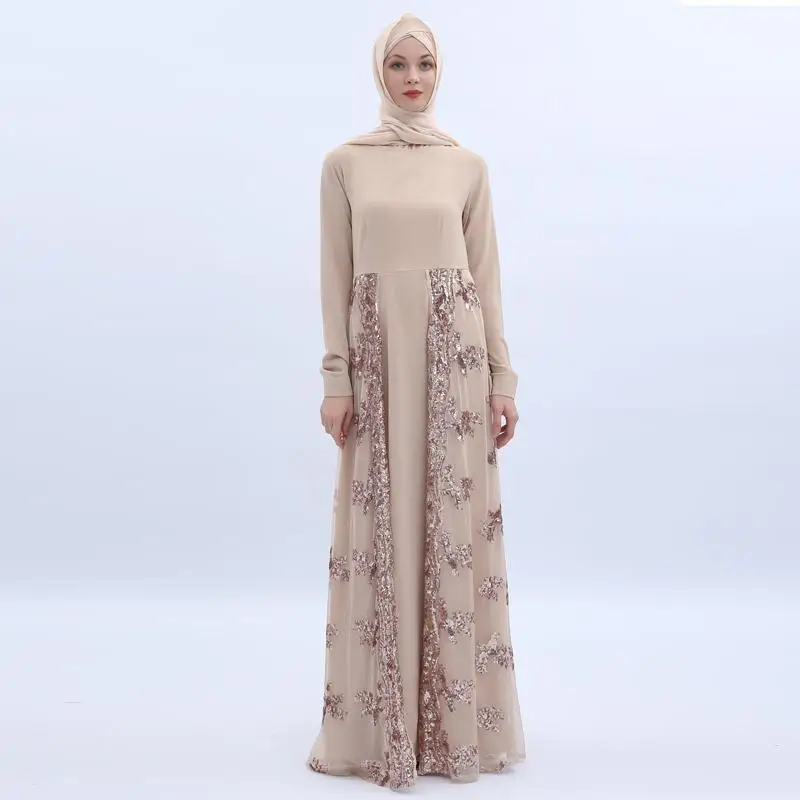 Мусульманское женское платье с блестками и вышивкой Abaya Дубай кафтан длинное