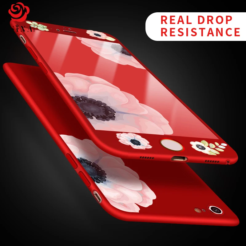 Чехол ASINA 360 с полным покрытием для iPhone 8 чехлы цветочным узором 6 6s 7 Plus X черный