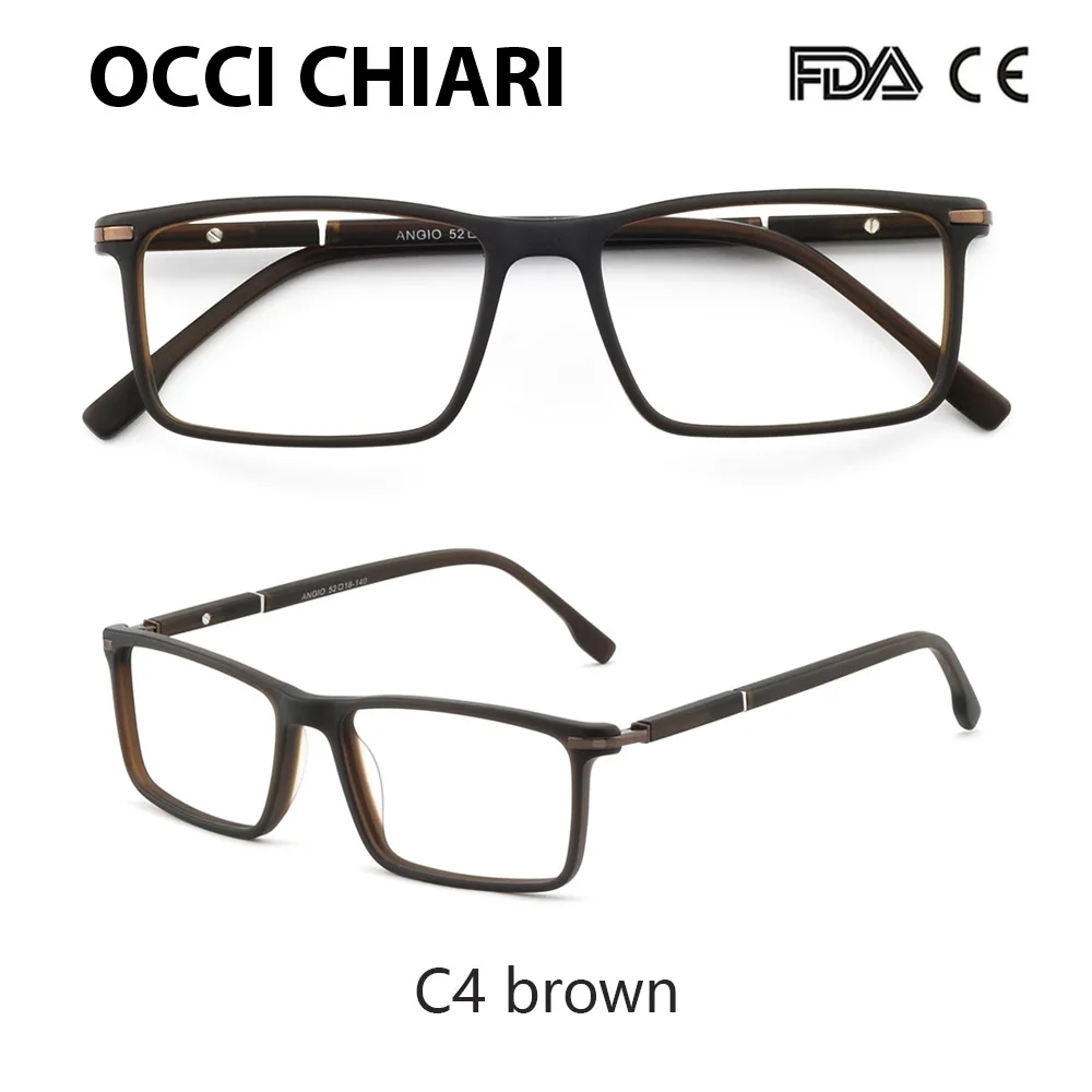 C4 brown OCCI CHIARI, анти-синий светильник, очки для мужчин, компьютерные оптические очки Gafas, черные оправы для очков по рецепту, ретро очки с прозрачными линзами - Цвет оправы: C4 brown