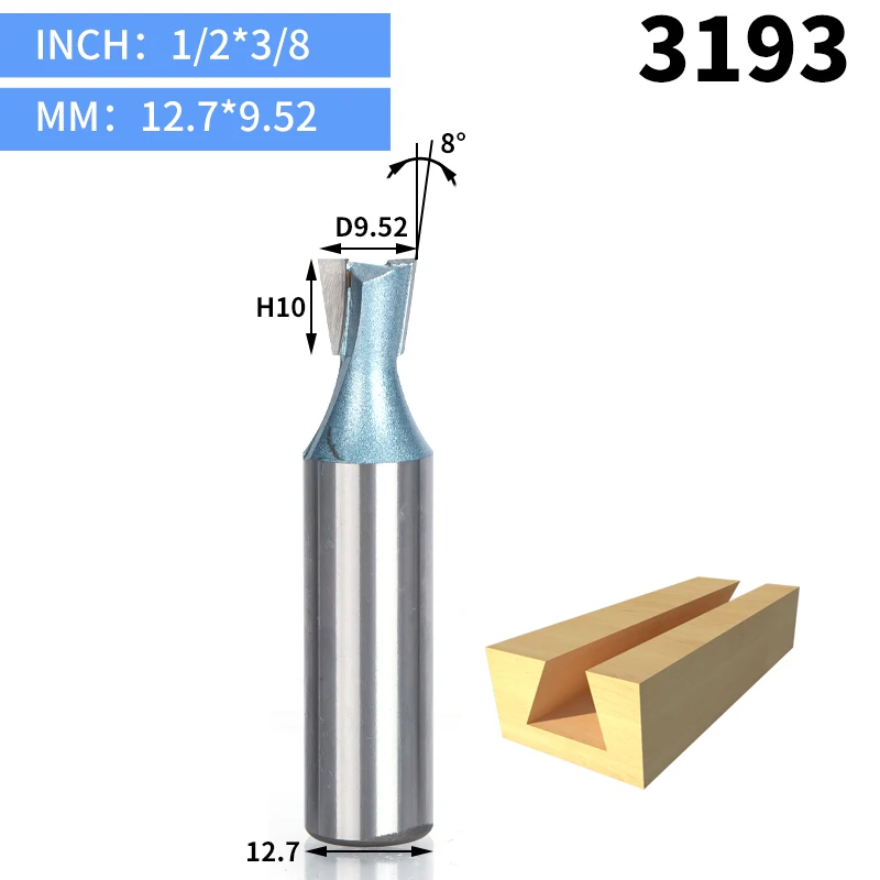 3193 HUHAO 1 шт. 1/" 1/4" хвостовик промышленного класса резец древесины ласточкин хвост фрезы для дерева Вольфрам Гравировка инструмент Фрезерный резак - Длина режущей кромки: 3193