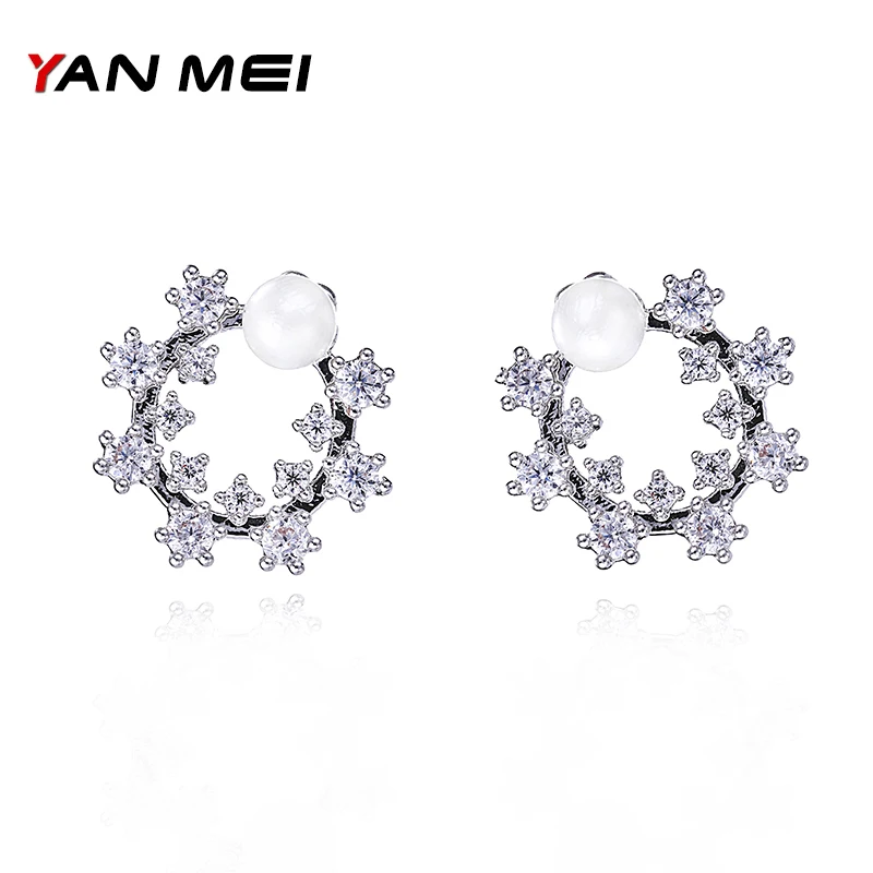 

Серьги-гвоздики женские в форме цветка с искусственным жемчугом, YME7671Y