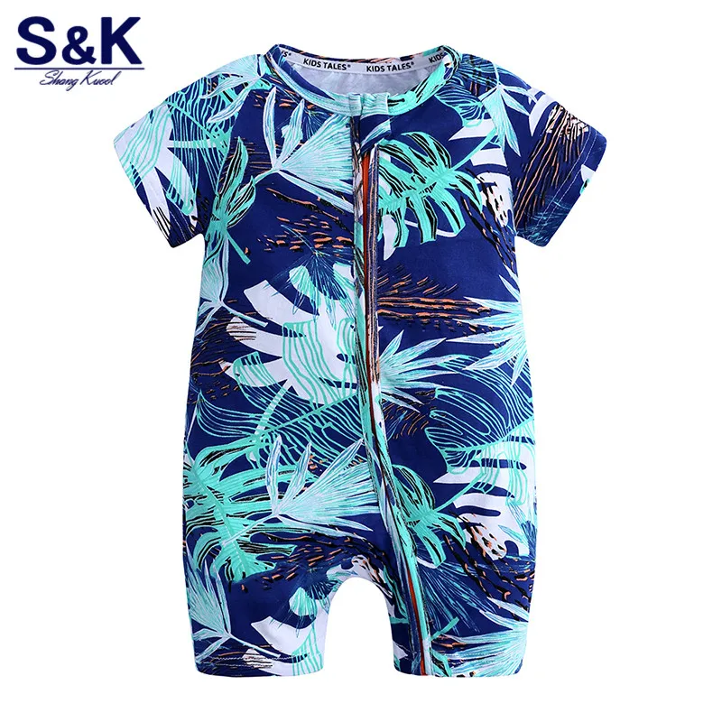 Новинка 2020 года Милый хлопковый комбинезон с короткими рукавами и цветочным