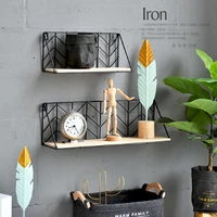 net design metalwall rack iron flower vase holder multi use wooden wall sundries holder wall shelf storage rack magazine holder