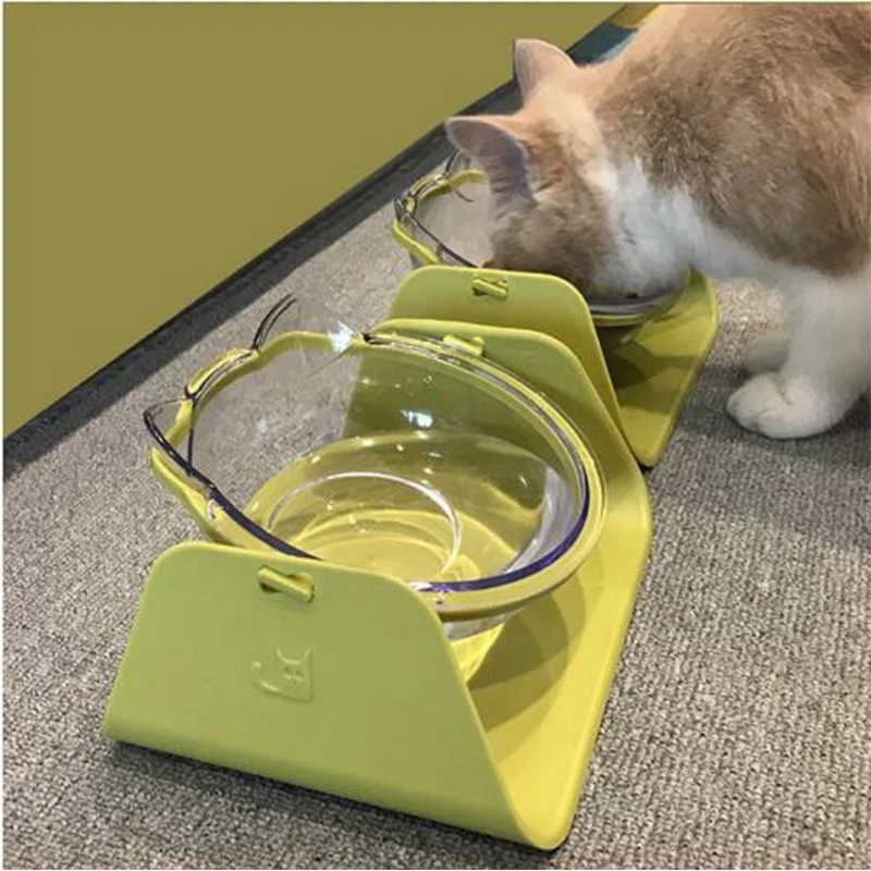 

Pet Cat Bowl Pet Food And Water Bowl Adjustable 15 Degree Bowl Oblique Mouth Adjustable And Removable Transparent Non-slip Bowl