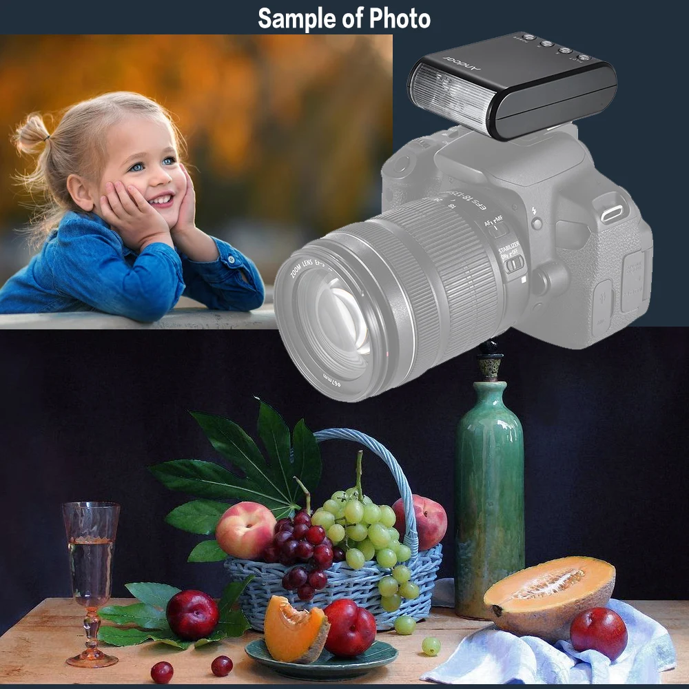 Портативная мини-вспышка Andoer цифровая вспышка для фотоаппарата Canon Nikon Pentax Sony a7 nex6