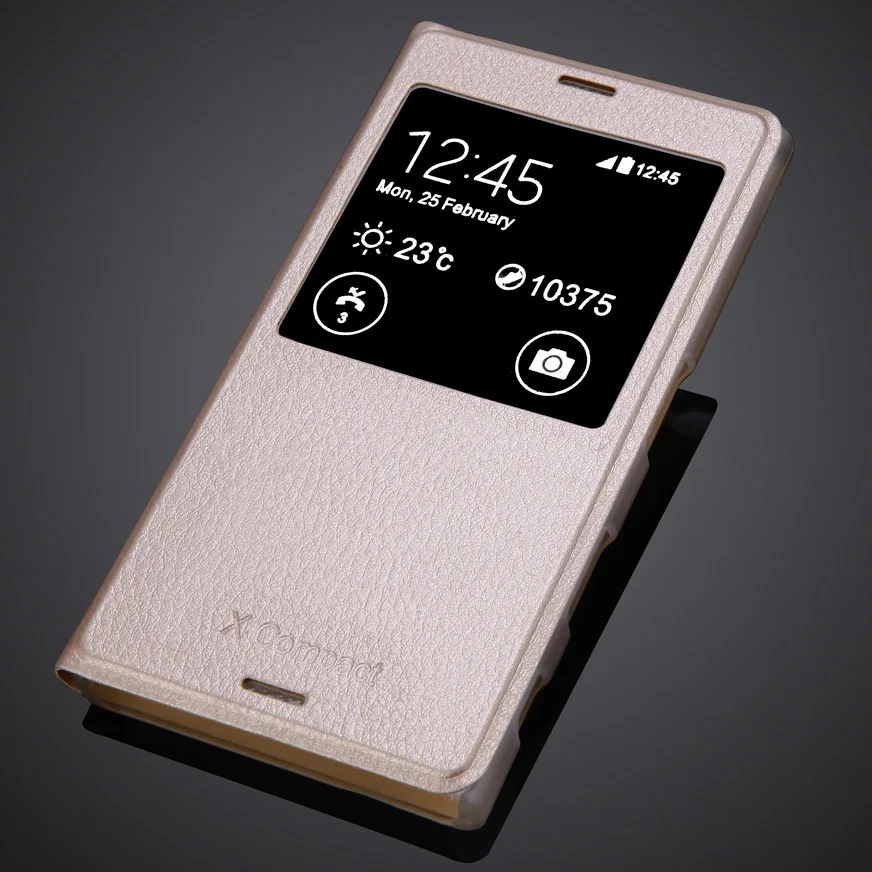 Новый чехол книжка для телефона Sony Xperia X Compact с окошком экрана диагональю 4 6 дюйма