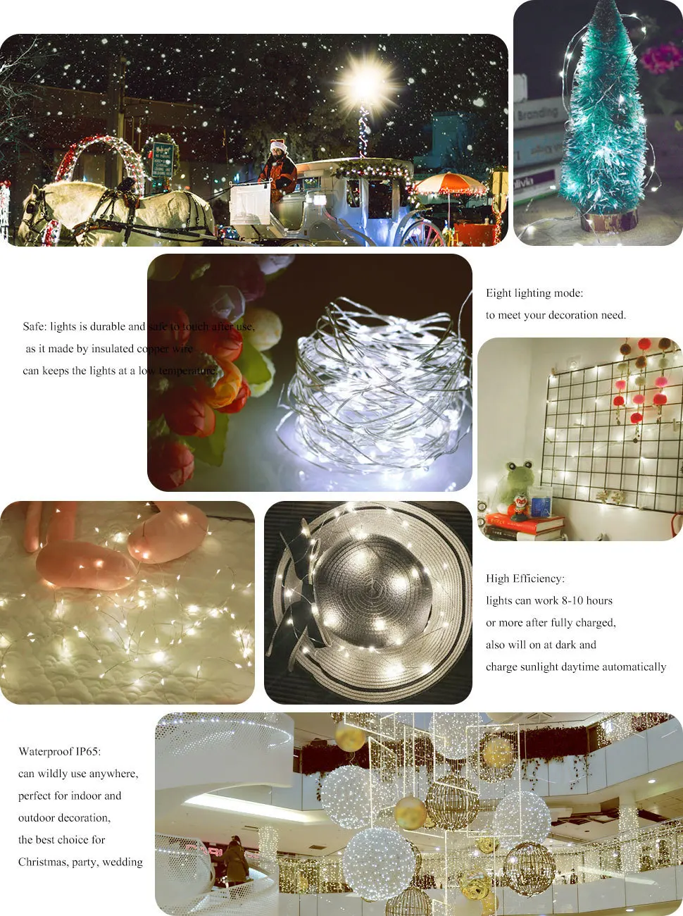 DCOO 100/150 LED Солнечная Звездная гирлянда, медная проволока, освещение в помещении, наружное освещение для сада, свадьбы, Рождества, сделай сам, Декор