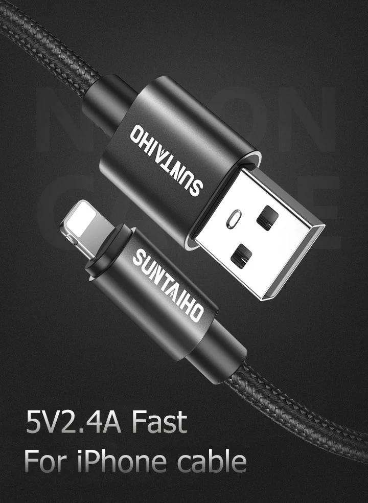 Suntaiho 2.4A usb кабель для айфона X зарядный кабель для айфона XR MAX XS 8 7 6 plus 5 s USB кабель для передачи данных телефонный провод для быстрой зарядки