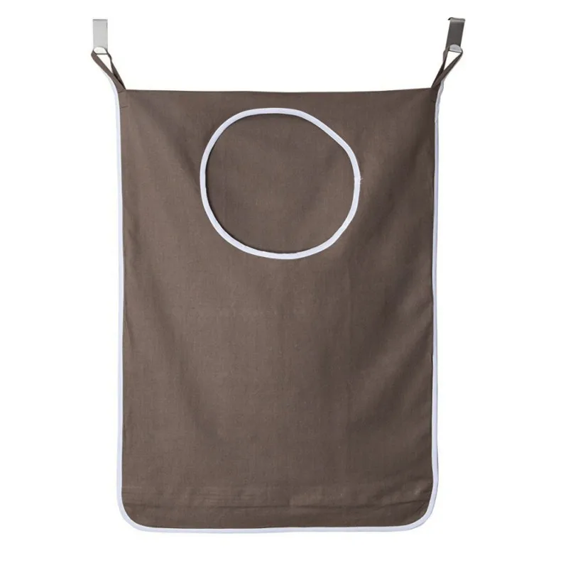 Коричневый Large Size Wall-Hanging Laundry Hamper Bag Bathroom Bedroom Oxford Fabric Zipper Thickening Bag With Hooks Suction Cups - Цвет: Коричневый
