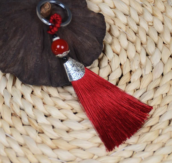 

New Style Cotton Tassel Car Keychain Key Rings Car Hang Decorations Black Red Fashion Gift