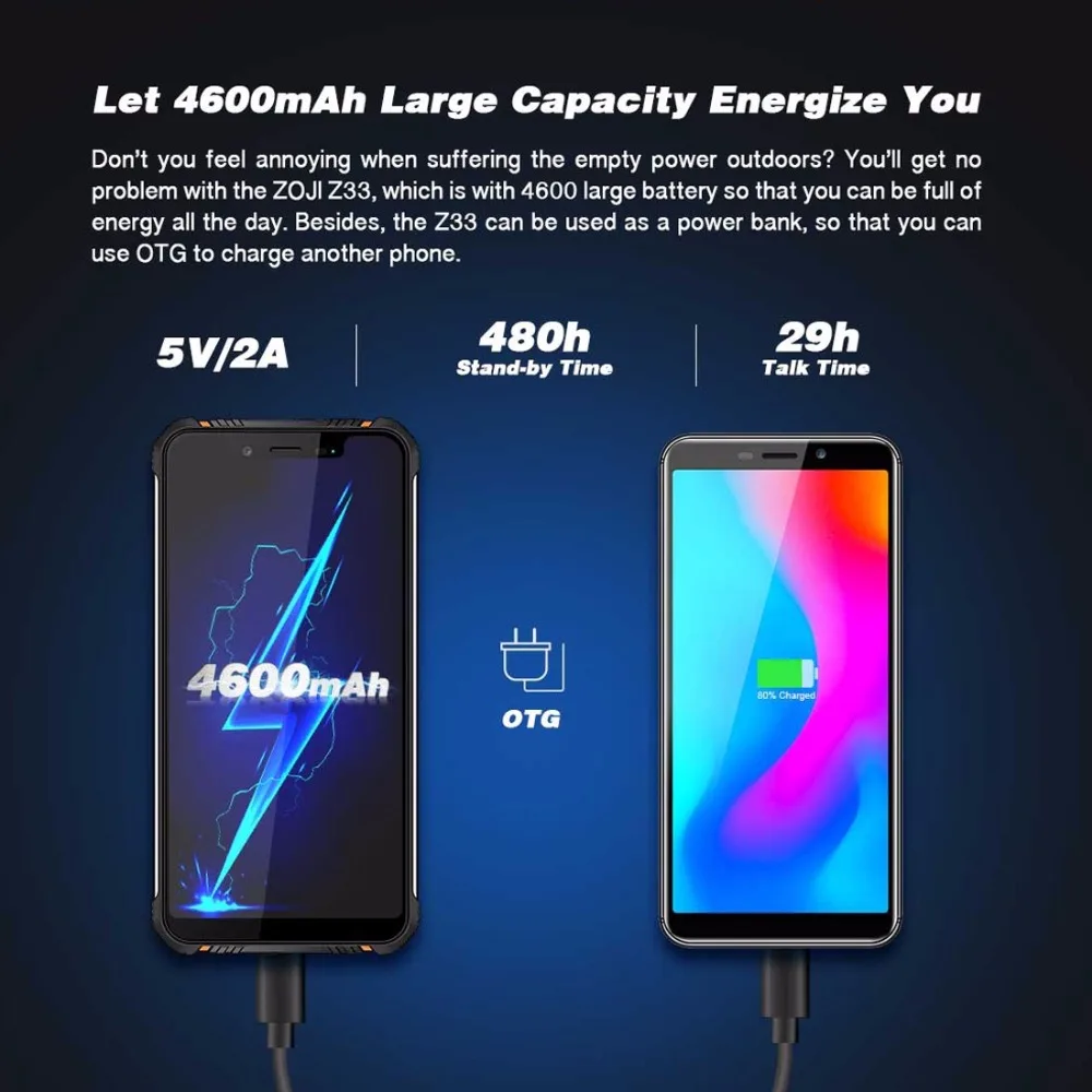 HOMTOM зоджи Z33 мобильного телефона IP68 Водонепроницаемый 5 85 &quotполный Экран MTK6739 4