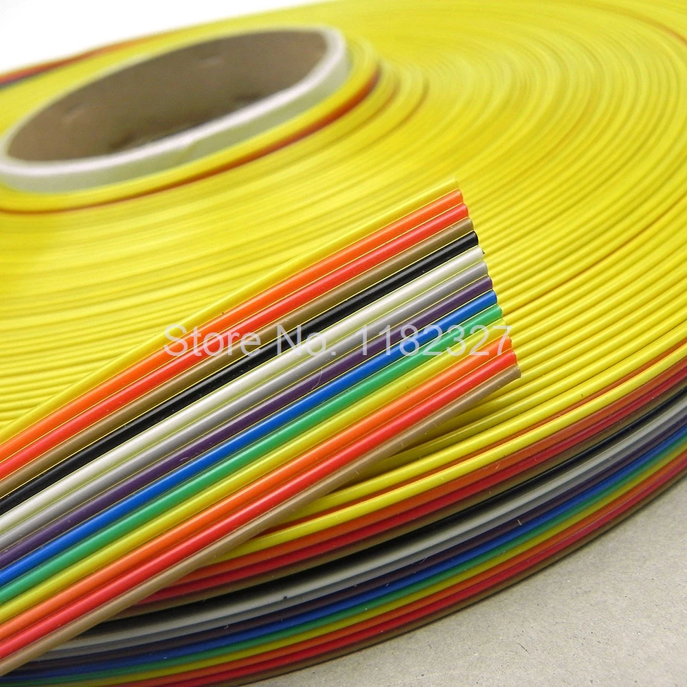 (5 м/лот) 1 27 мм Шаг 14 MANIER Pin Platte Kleur Regenboog Lint Kabel Draad Gestrand Geleider Voor PCB ленточный