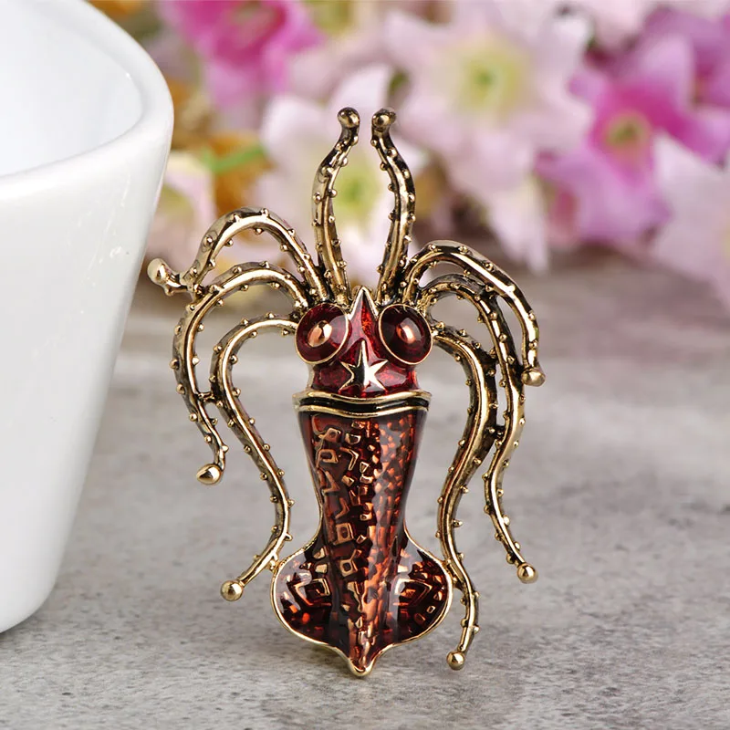 Женская брошь в форме осьминога Blucome большая золотая эмаль на плечо аксессуар для