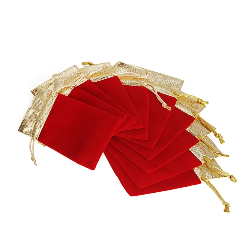 10 шт./компл. мешочек из органзы для ювелирных изделий на шнурке бархатная