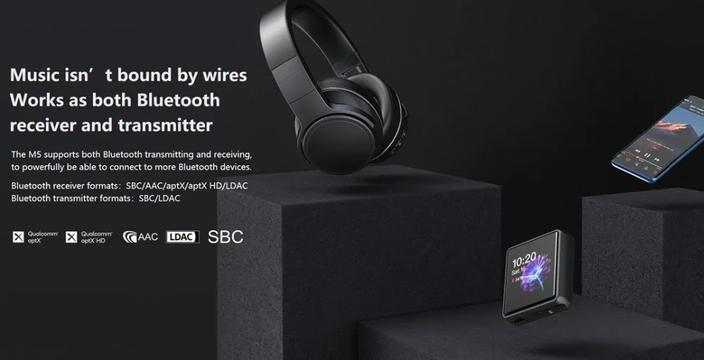 FiiO M5 Hi-Res Bluetooth HiFi музыкальный портативный MP3-плеер USB DAC на базе Android с aptX HD, опционально FiiO sk-m5a watchtrap для M5