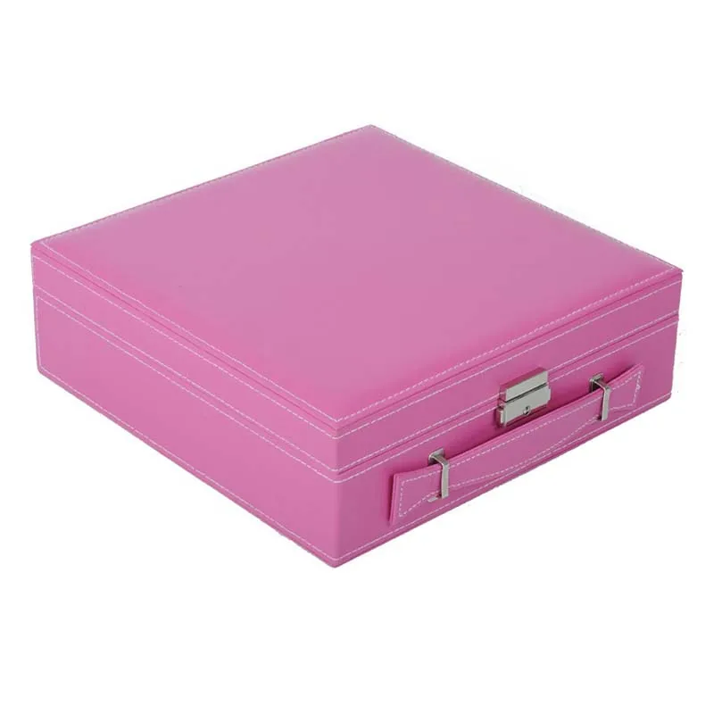 

2017 Newest Large Jewelry Box Makeup Organizer Faux Leather Case with Lock Jewelry Organizer Box