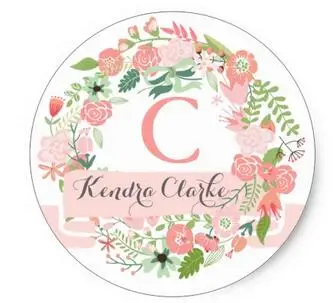 

1.5inch PRETTY FLORAL WREATH MONOGRAM STICKERS
