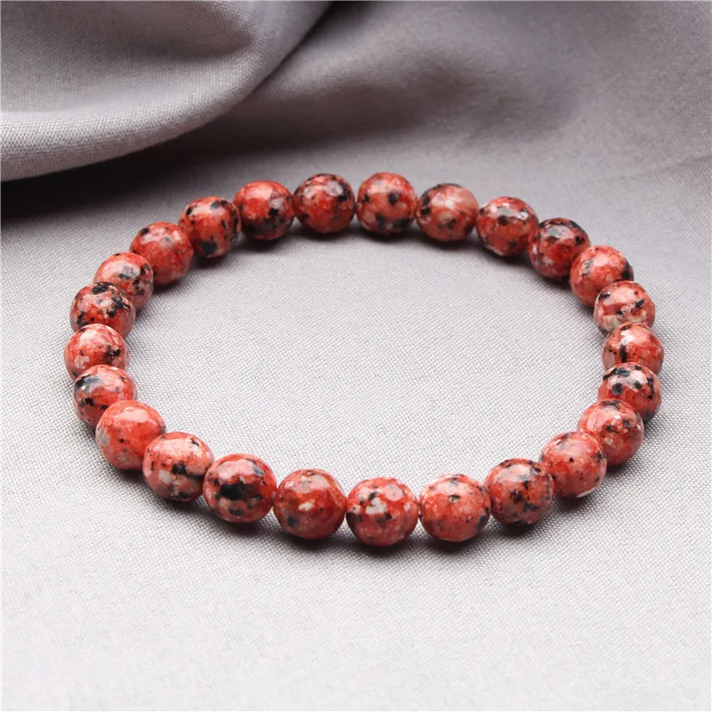 Natural Jades Bracelets 8 mm Green Gem Stone Beads Bracelet For Men Black Dot Pattern Elastic Bracelets Women Friendship Jewelry