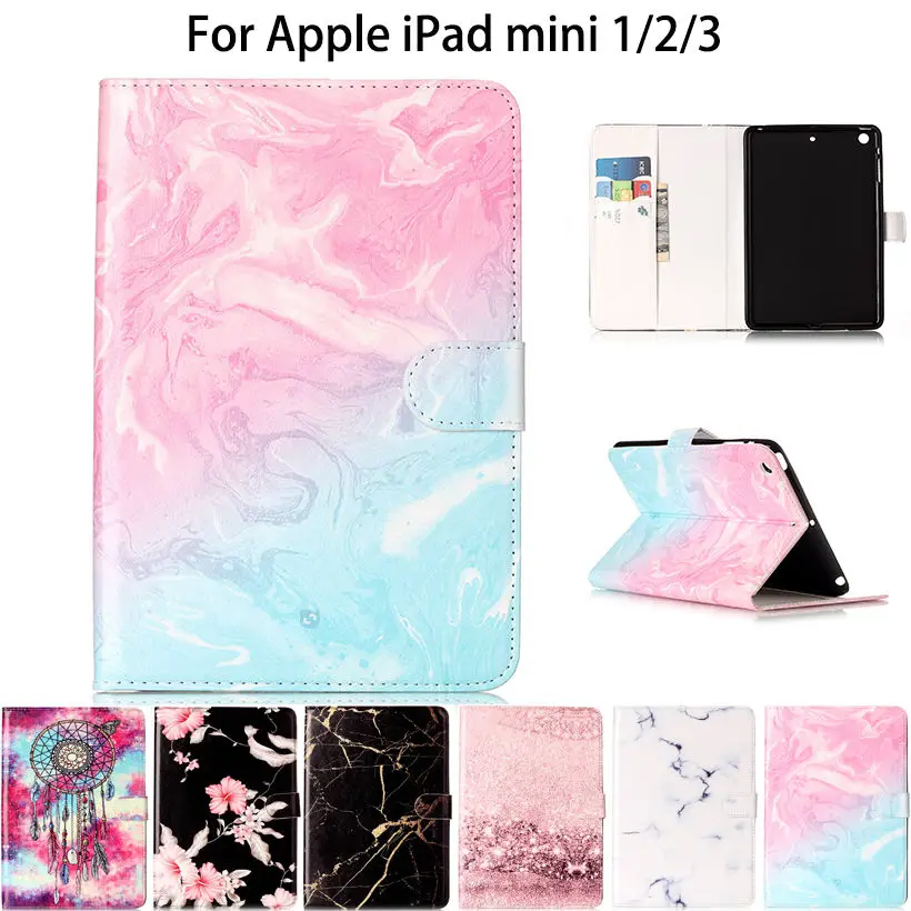 Модный цветочный чехол с мраморным рисунком для Apple iPad Mini 3 2 1 чехлы планшетов