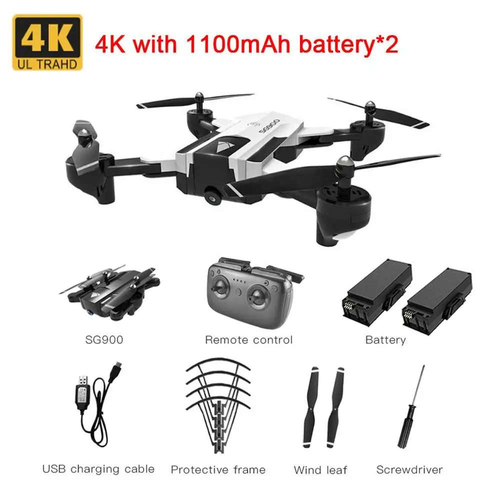With Foam box SG900 Радиоуправляемый Дрон с HD 720 P/4 K двойной камерой wifi fpv 21 минут долгий полёт следуют за мной Профессиональный Квадрокоптер Профессиональный Дрон складной воздушный дроны оптический поток вертолет игрушки - Цвет: With Foam box