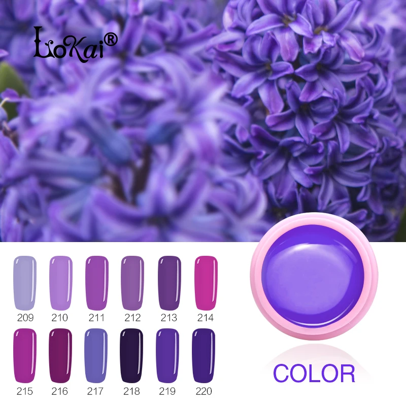 

2018 6ml/box Lokai Nail Polish Lacquer UV LED Lamp Drying Purple Color Series Soak-off Gel Nail LED UV Gel Top Base Coat Needed