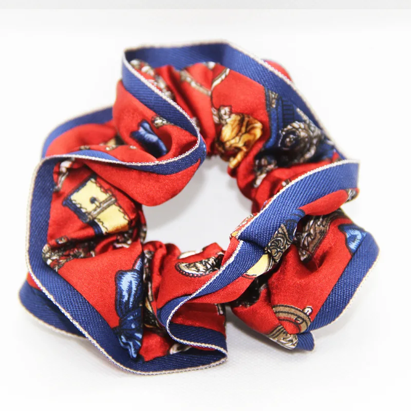 

New arrival Fashion women pretty vintage printed Hair bands lace hair scrunchies girl's hair Tie Accessories Ponytail Holder