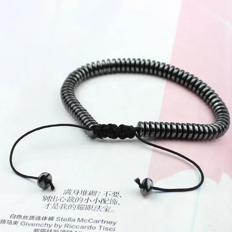 Мужские круглые браслеты ручной работы черные бусины из гематита длина браслета