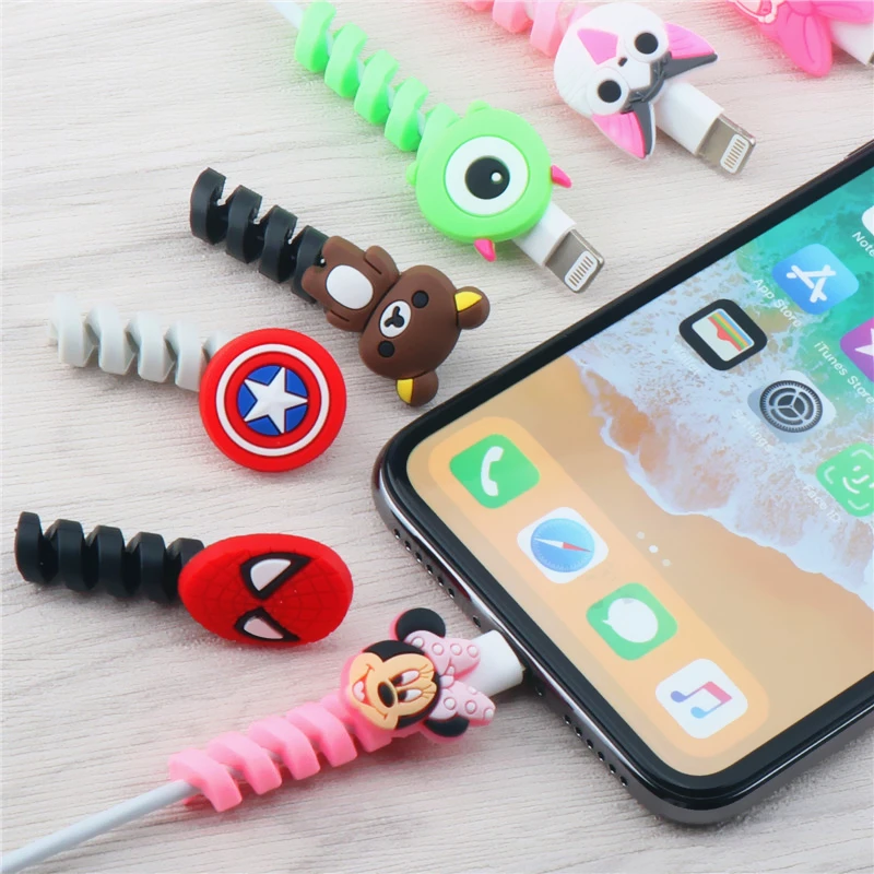 2 шт. защита для кабеля с мультипликационным принтом спиральная трубка намотка