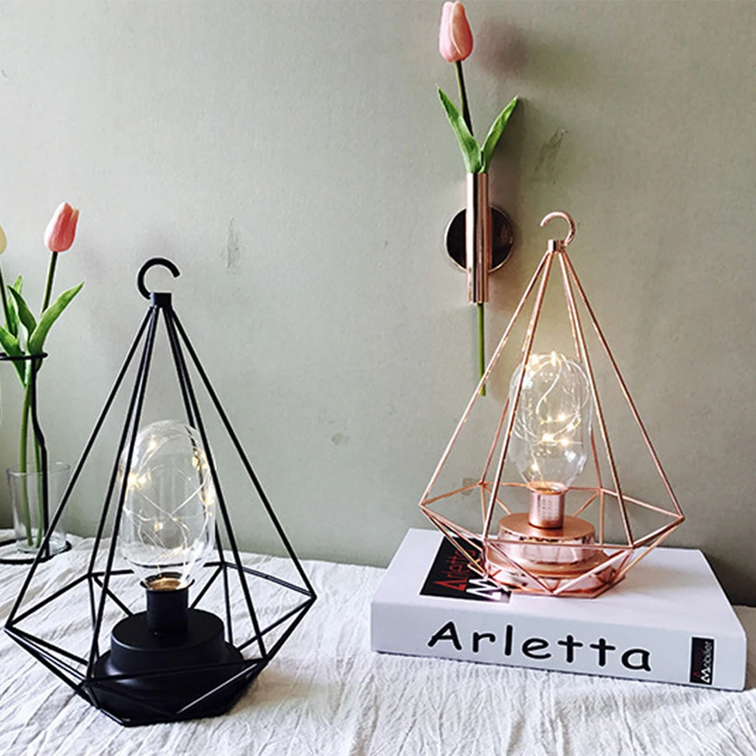 Iguardor Minimalism Style Creative Modeling Iron Art Night Light Table Top Home Festival Party Decorative Lamp Battery powered | Освещение