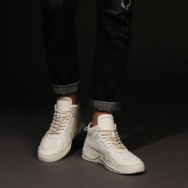 MYCORON Hot Sale Autumn And Winter New High-Top Shoes White Sneakers Leather Thick-Soled Boots Men Zapatos Deportivos | Обувь