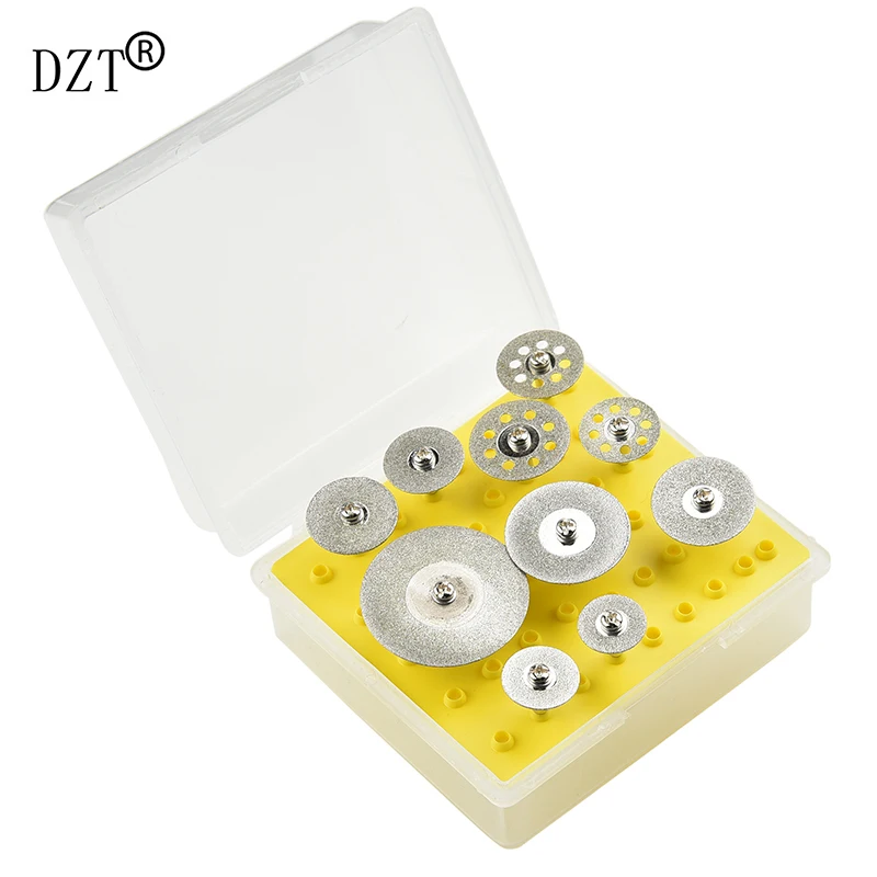 10 шт. diamond ломтики стекло сплав режущие диски с подключением ручки дрели