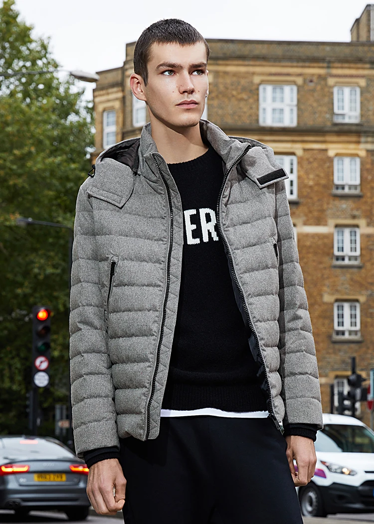 Jack Jones Мужская Съемная с капюшоном стоячий воротник короткая зимняя куртка пальто | 218312529
