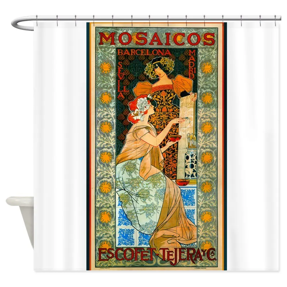 Art Nouveau декоративные Ткань душ Шторы набор дом коврики для Гостиная