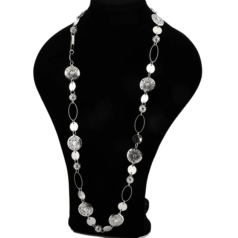 

ATTRACTTO Silver Statement Stainless Steel Necklace Pendants Charms For Women Dainty Chain Bohemian Jewelry Necklace SNE180013