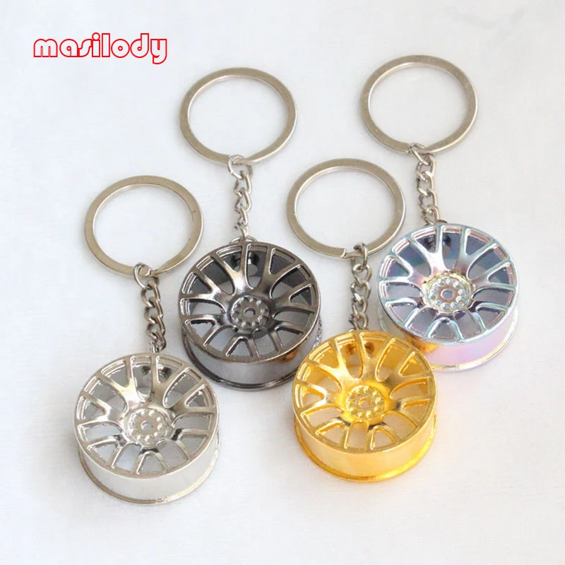 100 шт./лот металлический автомобильный брелок для колес Золотая шина Серебряная