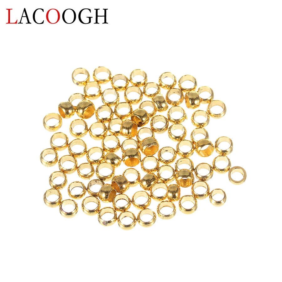 

200pcs 2mm Round Metal Beads Crimp End Bead Gold Silver Color Spacer Beads For DIY Jewelry Making Findings & Components F103