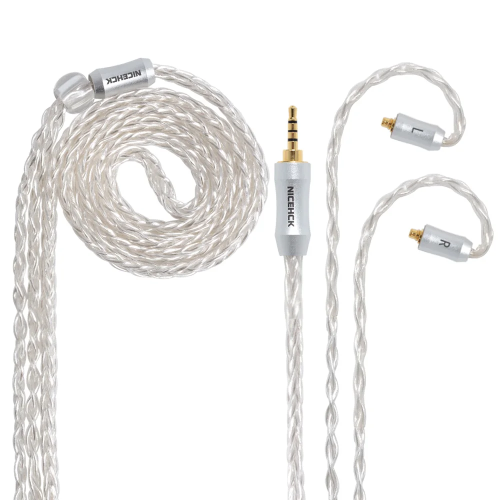 2.5mm plug with MMCX Nicehck MMCX/2Pin разъем 3,5/2,5/4,4 мм сбалансированный 8 ядро покрытием серебряный кабель для SE846 V80 AS10 ZS10 BA10 nicehck EBX/NK10/M6 - Цвет: 2.5mm plug with MMCX