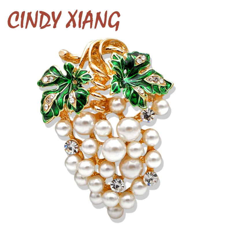 CINDY XIANG жемчужная Броши с дизайном виноград модная летняя брошь фруктами милые