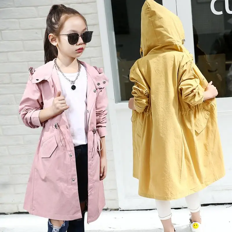 Модная Повседневная Осенняя детская одежда модель 2017 года Тренч для девочек