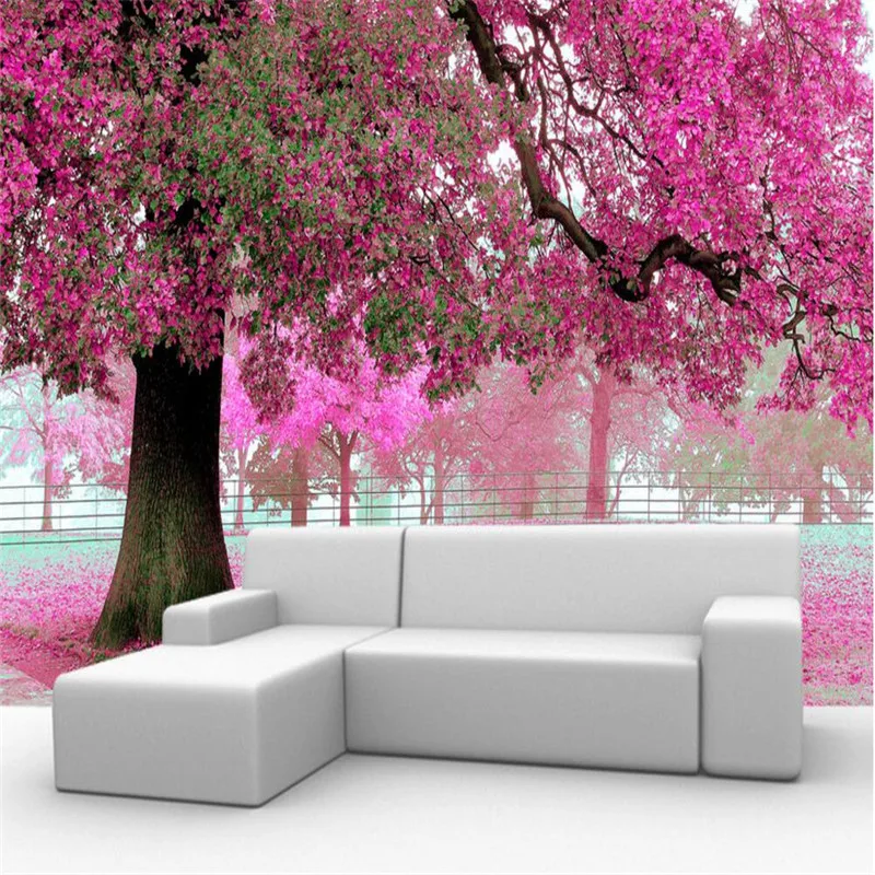 beibehang photo wallpaper custom TV setting wall of sitting room sofa warm romantic purple tree mural papel de parede | Обустройство