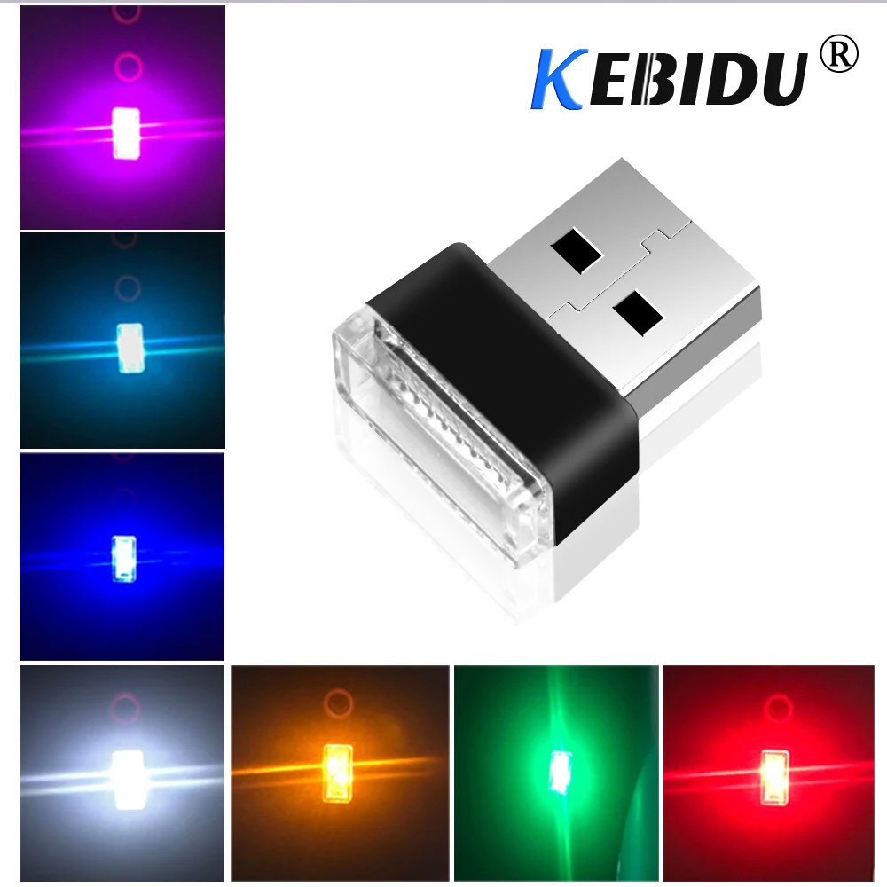 Kebidu Автомобильный USB LED атмосферный свет для автомобильного прикуривателя ПК с