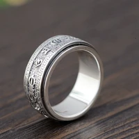 100 925 silver tibetan six words proverb spinning ring 925 sterling buddhist om mani turning ring pure silver good luck ring