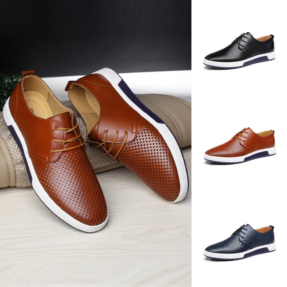 ONTO-MATO Мужские модельные туфли дерби с перфорацией дышащие большого размера 46 47 48