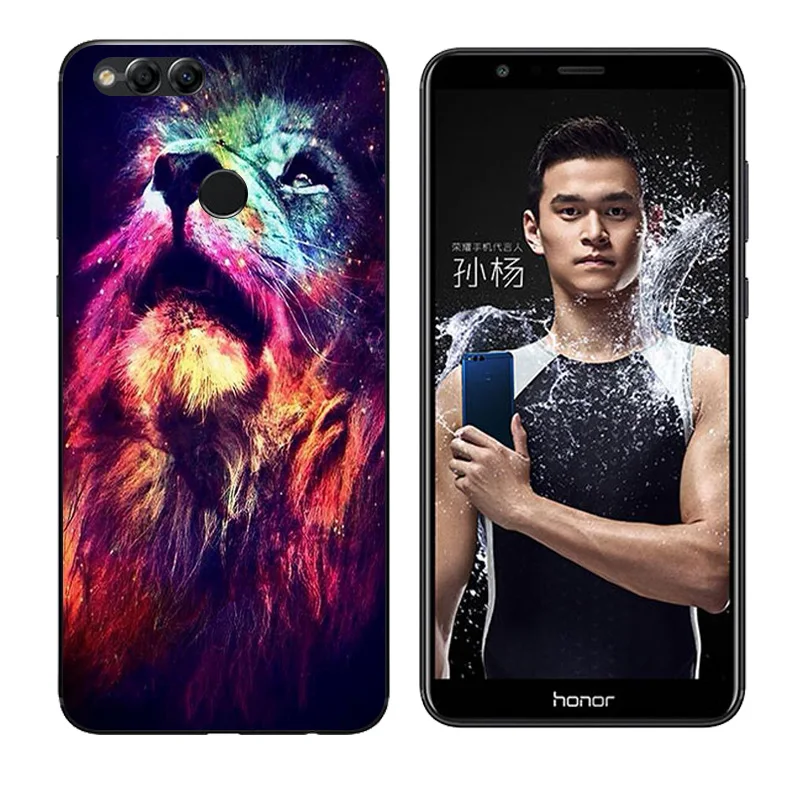 Clear TPU for Honor 7X Back Phone Cover Soft Silicone Huawei honor Snowflake Printing Cases 5.93&quot Fundas |