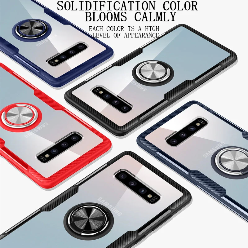 Роскошный противоударный прозрачная Скоба чехол для Samsung Galaxy S9 S10 PLus S10E с