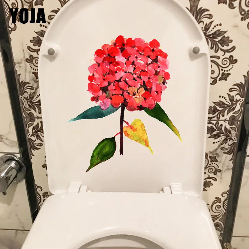 

YOJA 19.5X23.2CM Watercolor Red Flower Ball Wall Stickers Muraux House Decoration Toilet Decal T1-1806
